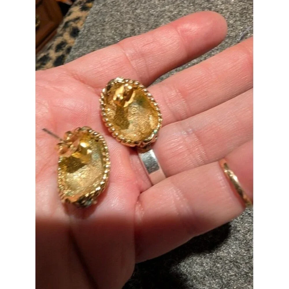 Gold and silver diamond cut earrings